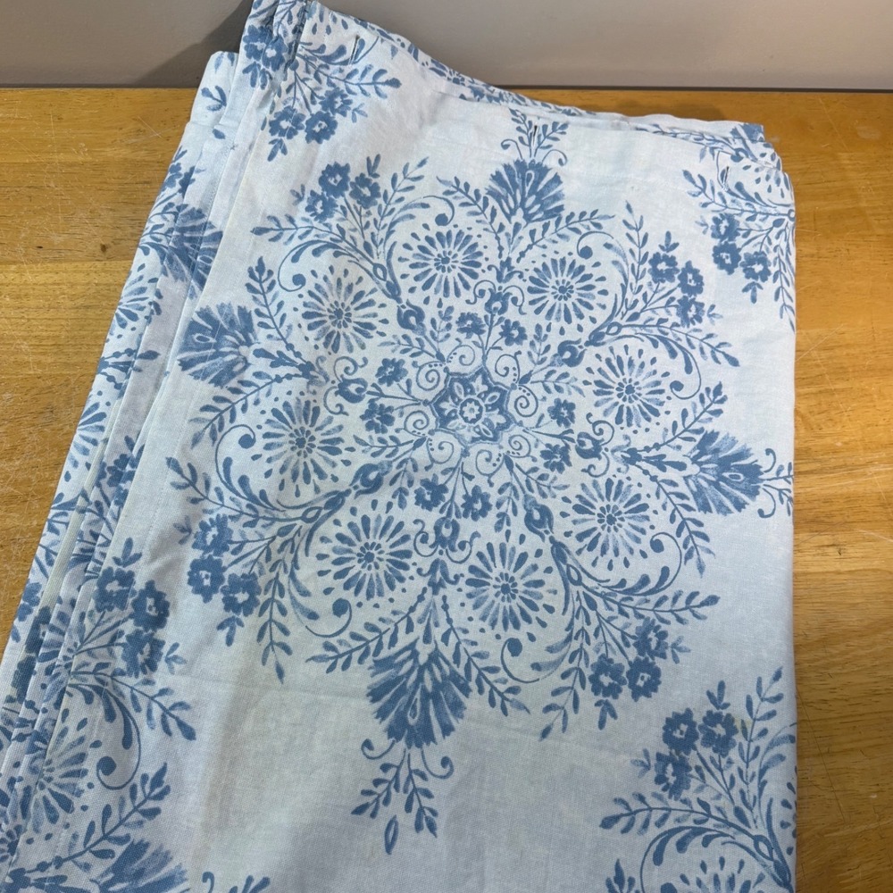 Lauren Ralph Lauren Shower Curtain Blue White Floral Medallion Vtg Style